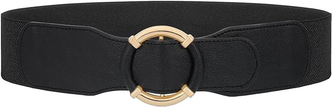 JASGOOD Women Wide Waist Belt Stretchy Elastic Vintage Belts for Dress Ladies Belt with Circle Bu... | Amazon (US)