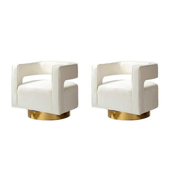 Carisa Modern Upholstered Swivel Open-Back Barrel Chair with Golden Base Set Of 2 by HULALA HOME | Bed Bath & Beyond