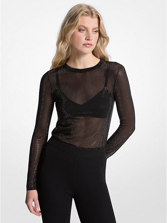 Embellished Mesh Top | Michael Kors US