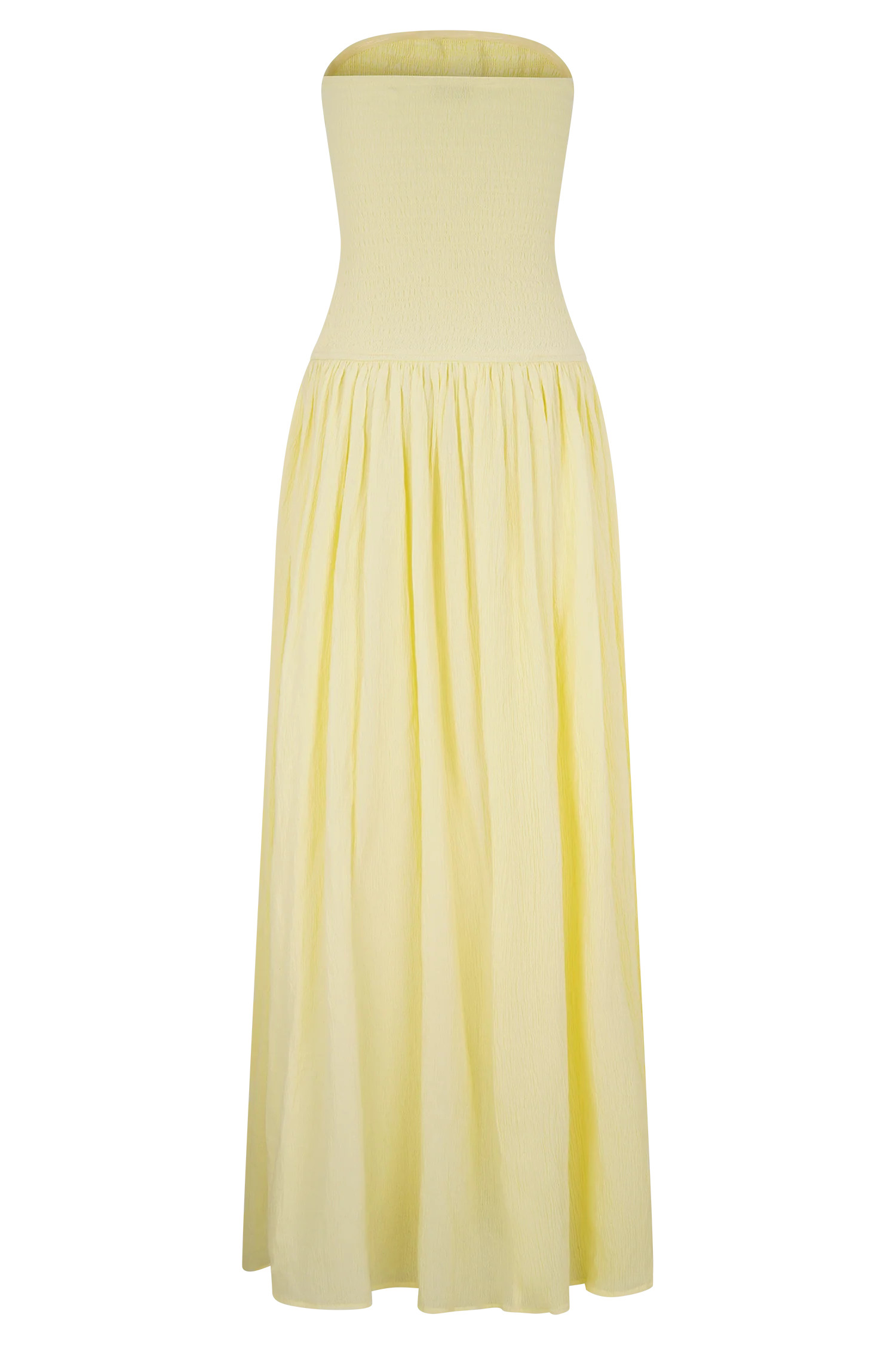 Maureen Cotton Shirring Maxi Dress - Lemon | MESHKI US