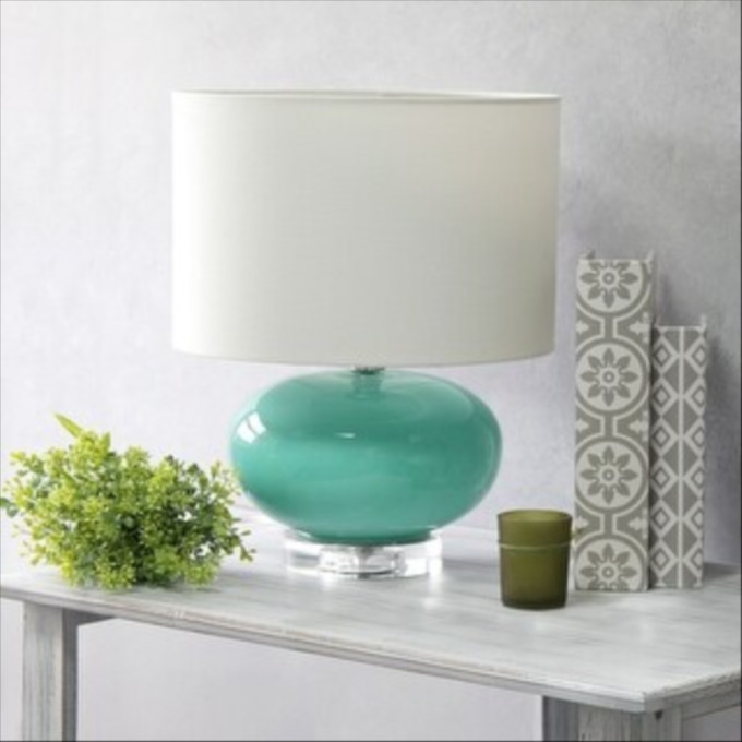 Click for more info about Contemporary Black Leather Table Lamp with White Fabric Shade - 10 x 6 x 21 inches
