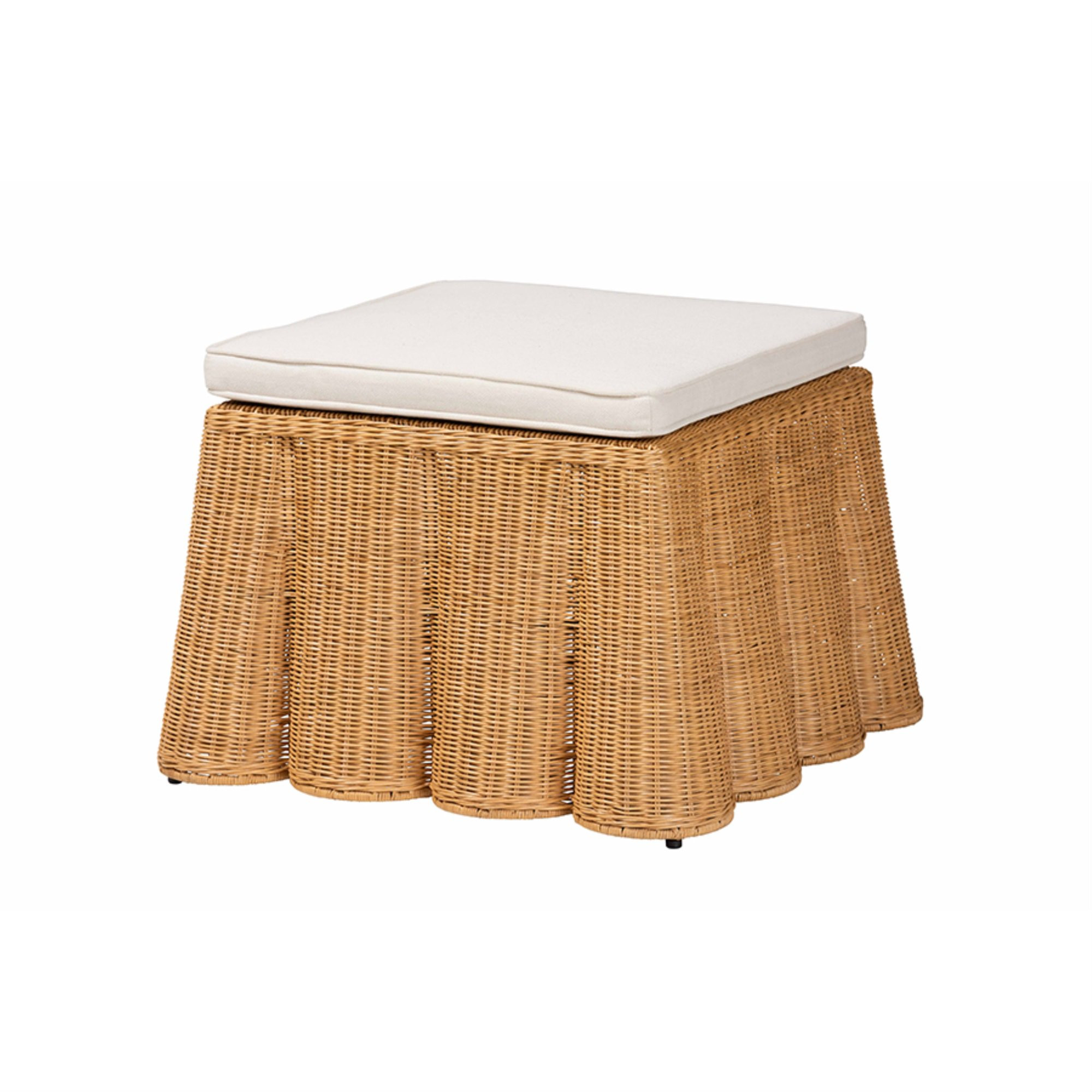 bali & pari Palm Bohemian Honey Scallop Rattan Ottoman | Walmart (US)