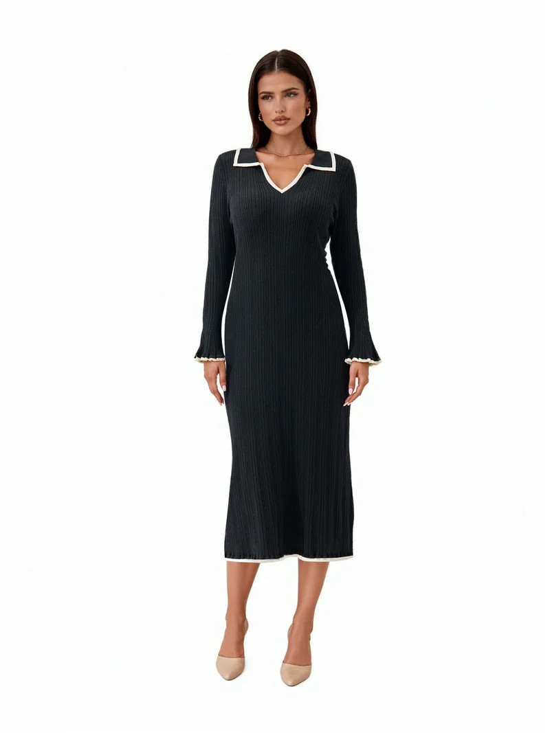 PRETTYGARDEN Women's Midi Sweater Dress, Sizes S-XXL | Walmart (US)