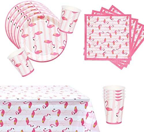 Flamingo Party Supplies Tableware set for 16 with Tablecloth | Amazon (US)