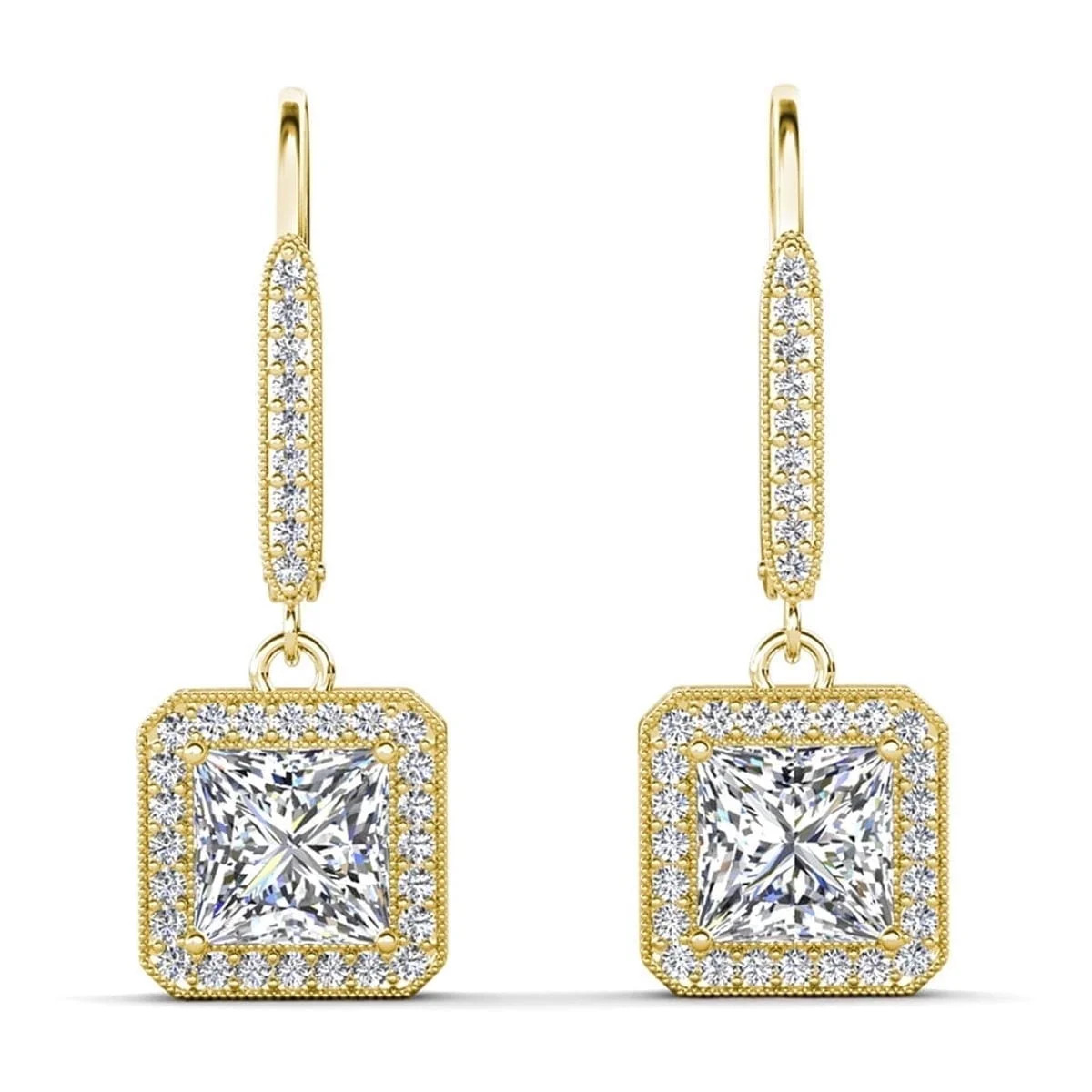 Cate & Chloe Ivy 18k Yellow Gold Plated Drop Earrings with Simulated Diamond Crystals for Women | Walmart (US)