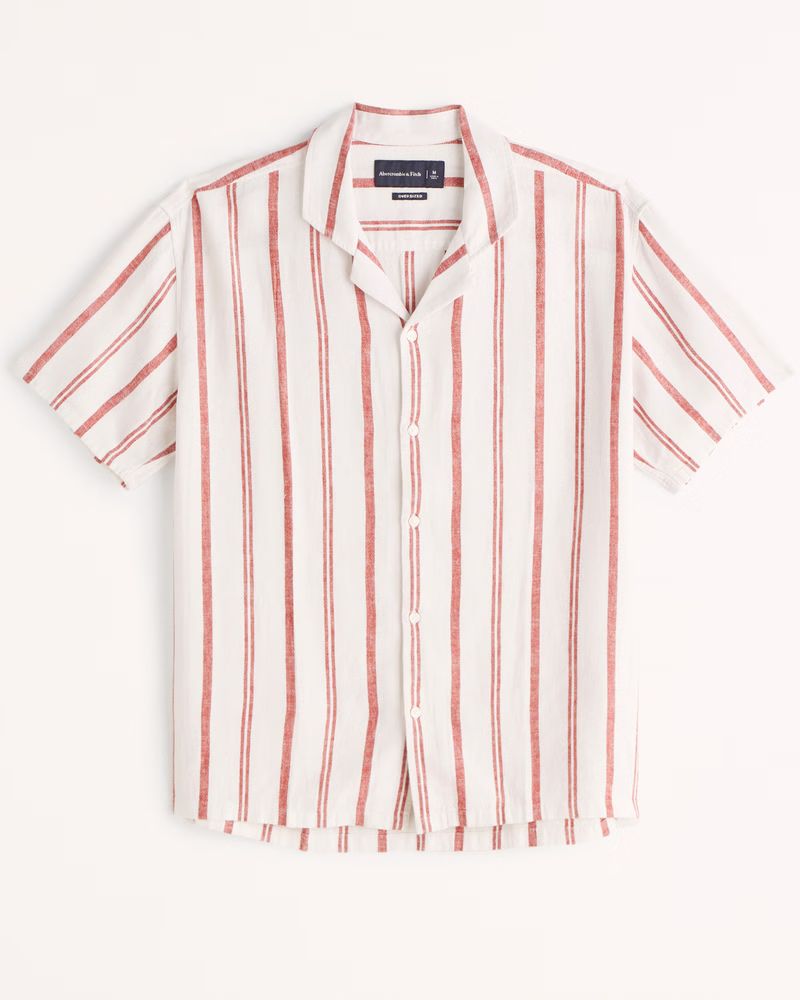 Men's Linen-Blend Button-Up Shirt | Men's | Abercrombie.com | Abercrombie & Fitch (US)