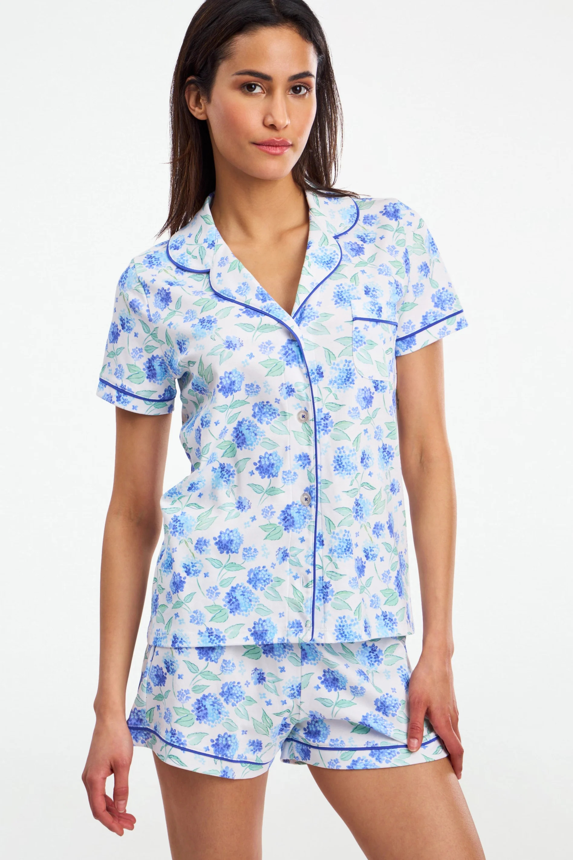 Ditsy Hydrangea Polo Pajamas | Roller Rabbit | Roller Rabbit