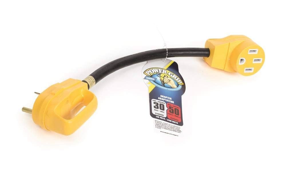 Camco PowerGrip Camper/RV Dogbone Electrical Adapter | Features 30-Amp Male (NEMA TT-30P) and 50-... | Amazon (US)