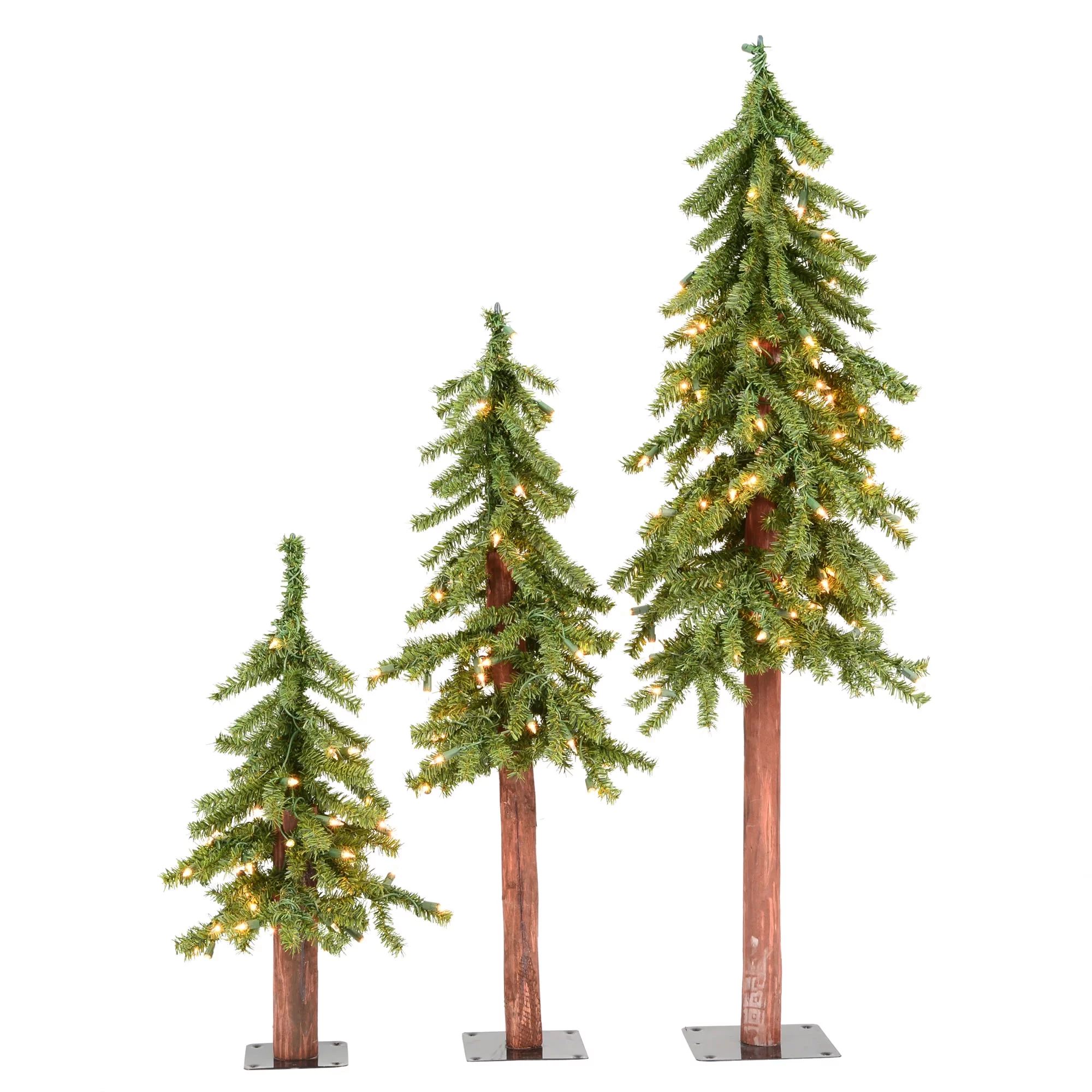 Vickerman Artificial Christmas Tree 2', 3', 4' Natural Triple Alpine Set of 3, 185 Clear Lights | Walmart (US)