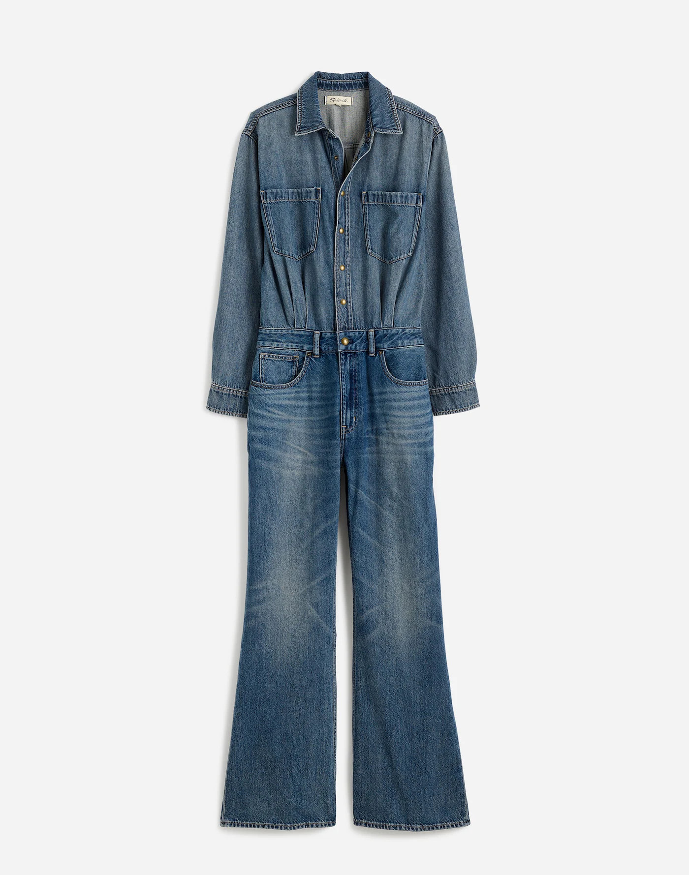 Denim Relaxed Flare Jumpsuit in Croswell Wash | Madewell | Madewell