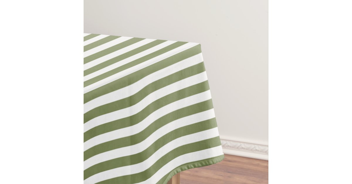 Olive green and white candy stripes tablecloth | Zazzle | Zazzle