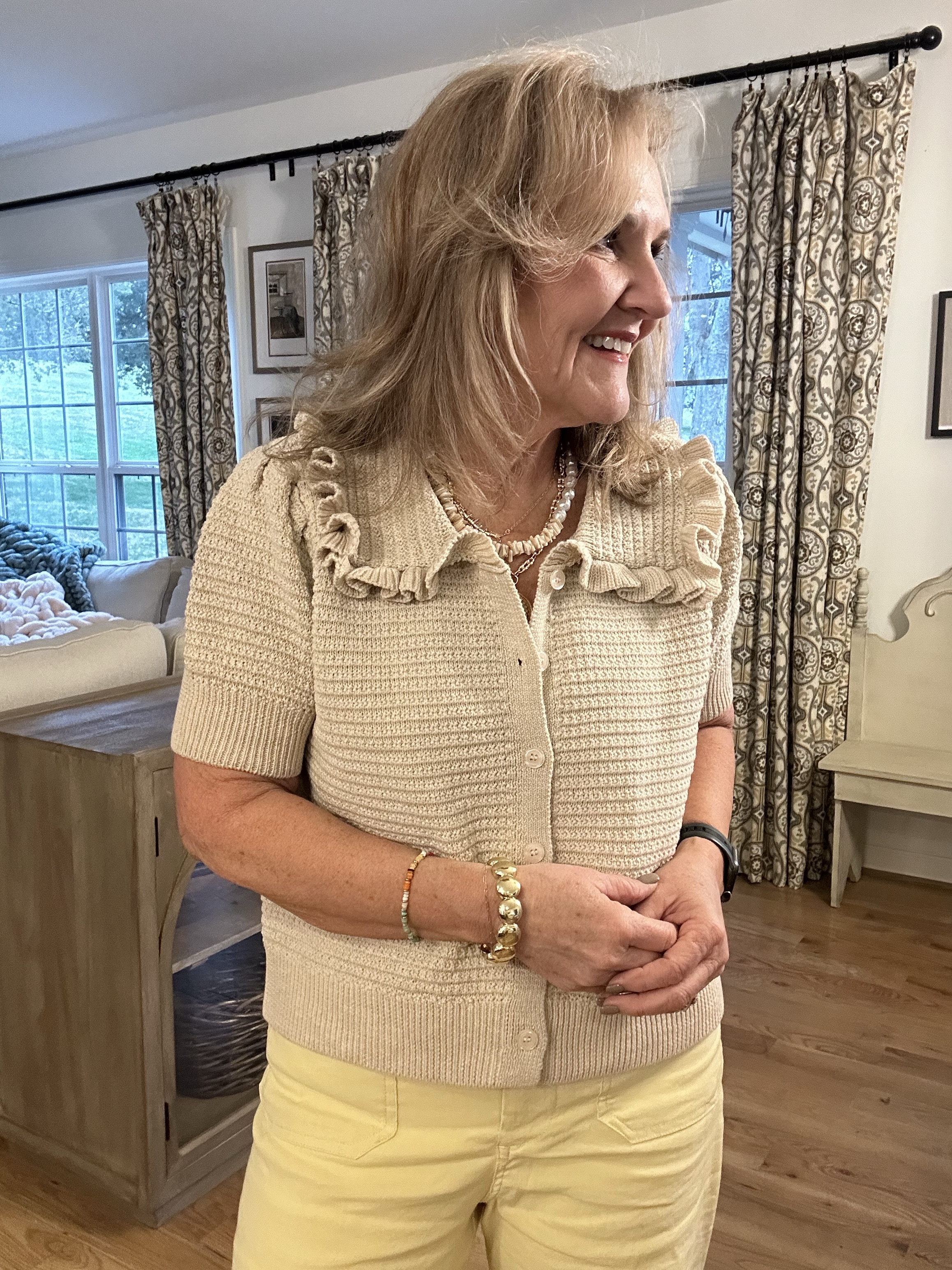 Butter, yellow Colette pants size 29 regular
Khaki ruffled collar sweater size medium 
Use code SWEET20 for 20% off your order of $100 or more until March 10


Anthro sale, spring fashion, spring sales outfit, teacher outfit

#LTKSpringSale #LTKMidsize #LTKOver40