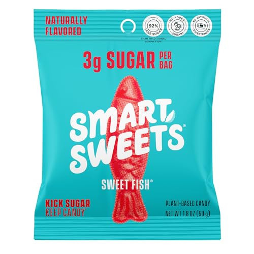 SmartSweets Sweet Fish, Low Sugar Gummy Candy (3g), Low Calorie (130), Gluten-Free -1.8oz (Pack of 6) Packaging may vary | Amazon (US)