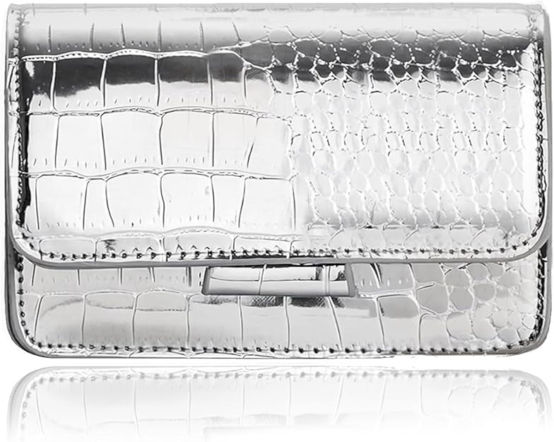 Small Crossbody Purse Bag for Women，Y2K Cute Metallic Croc-Embossed Handbag with Chain Strap | Amazon (US)