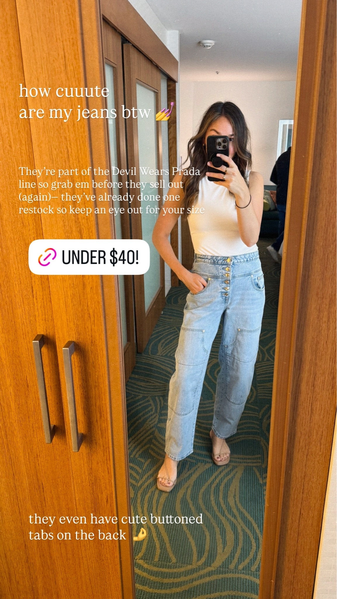 Light wash barrel jeans with the cutest seam/stitching and button details 😍 gold buttons up the front with gold buck tabs on the back. 

Wearing a size 4!

Devil Wears Prada x Walmart, Walmart, Walmart fashion, #LTKunder40

#LTKootd