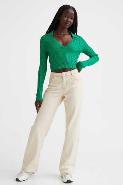 Collared Rib-knit Top | H&M (US + CA)