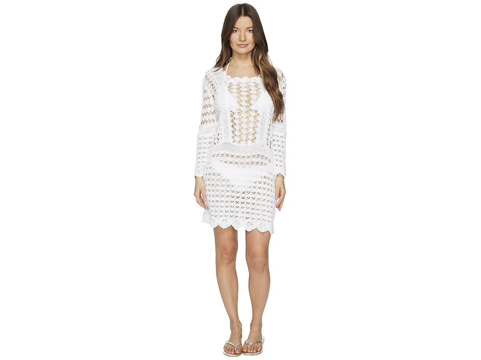 Letarte Crochet Long Sleeve Cover-Up (White) Women's Swimwear | Zappos