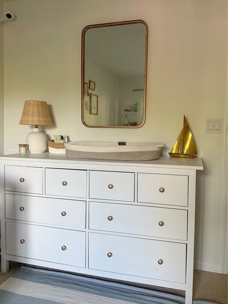 Coastal Nursery⛵️🌊
I rub & buffed the handles & the mirror to get that antique gold look🥰


#LTKhome #LTKkids #LTKbaby