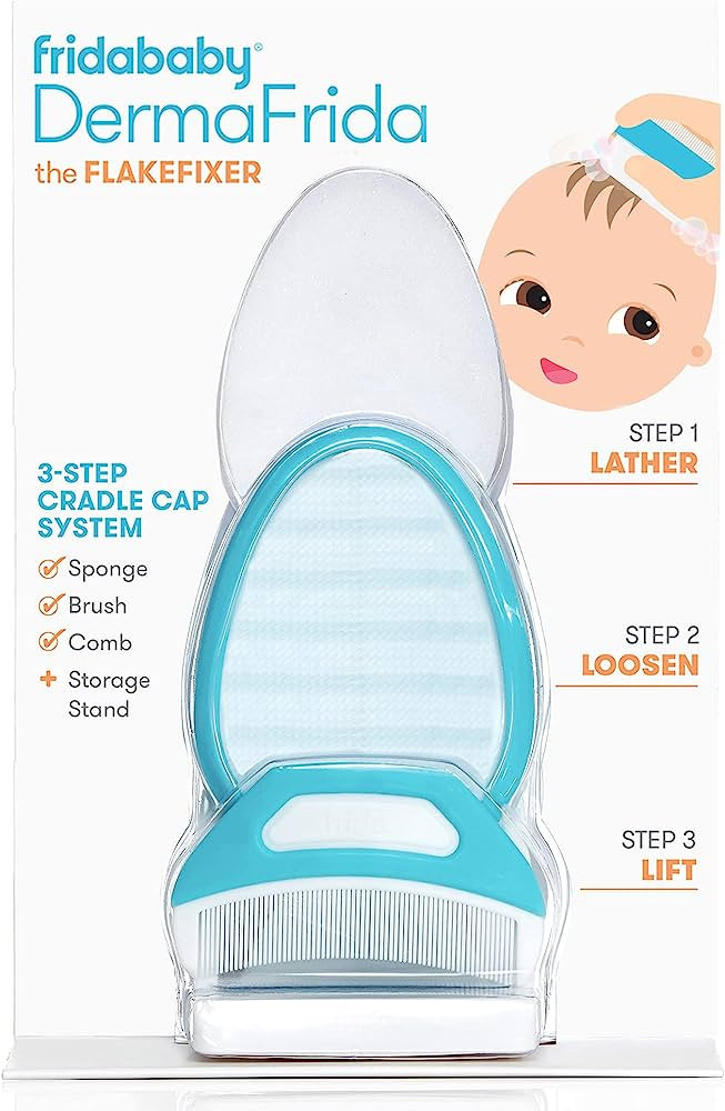 Frida Baby The 3-Step Cradle Cap System | DermaFrida The FlakeFixer | Sponge, Brush, Comb and Sto... | Amazon (US)