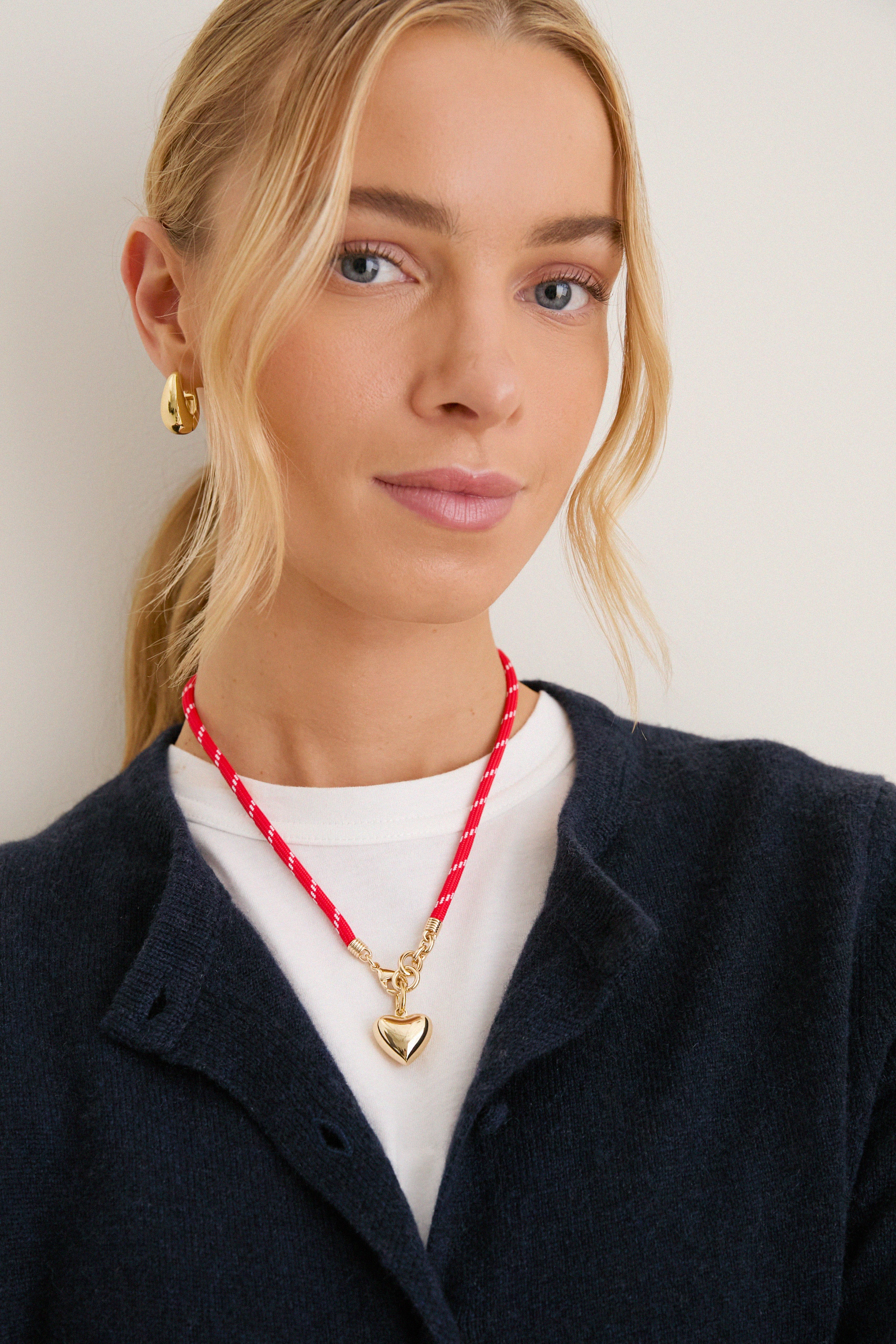 Red and Gold Happy Cord Charm Necklace with Puffy Heart Charm | Tuckernuck (US)