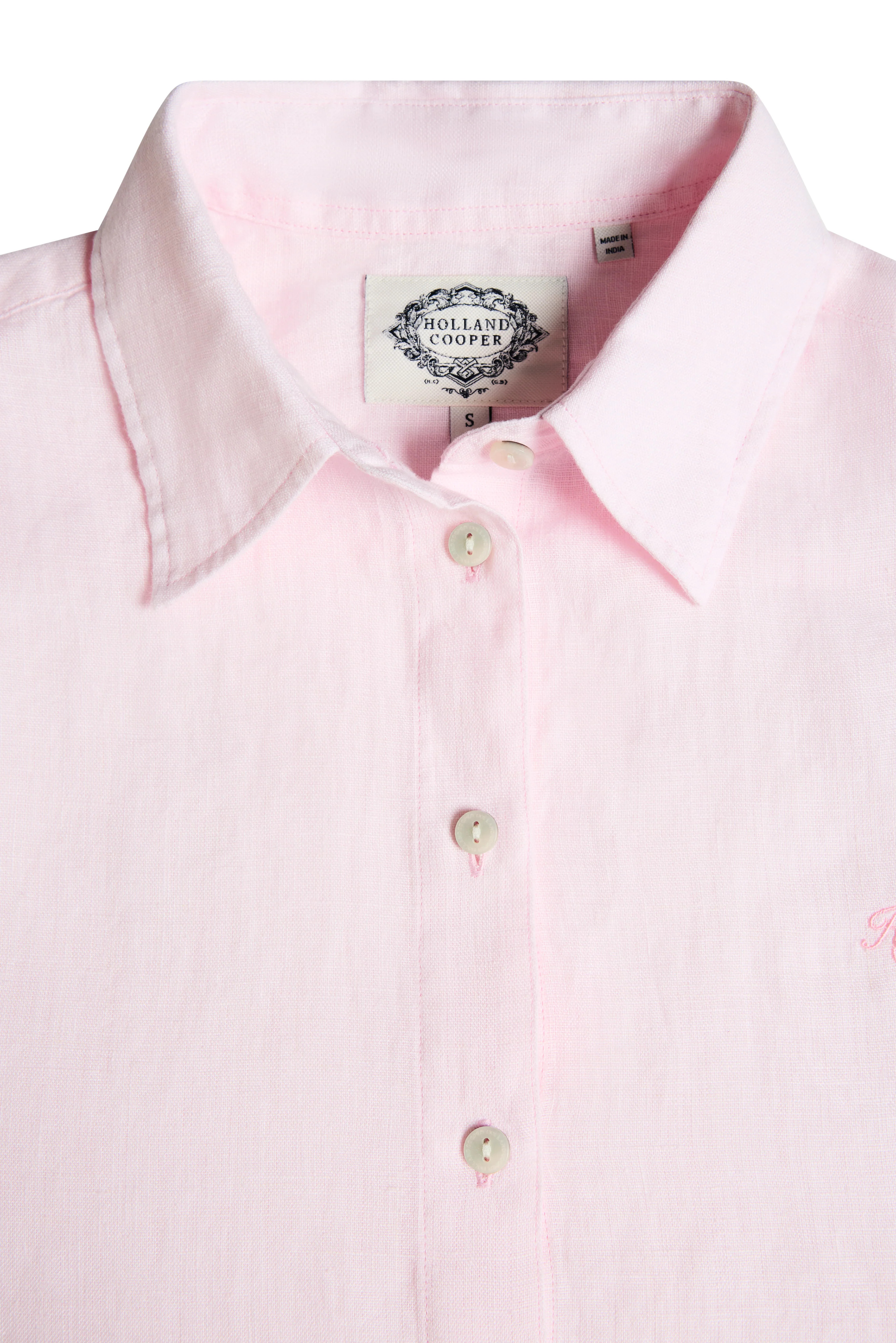 Amalfi Linen Shirt (Powder Pink Linen) | Holland Cooper