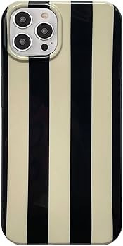 Black White Striped Phone Case Compatible with iPhone 14 Pro Max Stylish Strip Print Chic Retro A... | Amazon (US)
