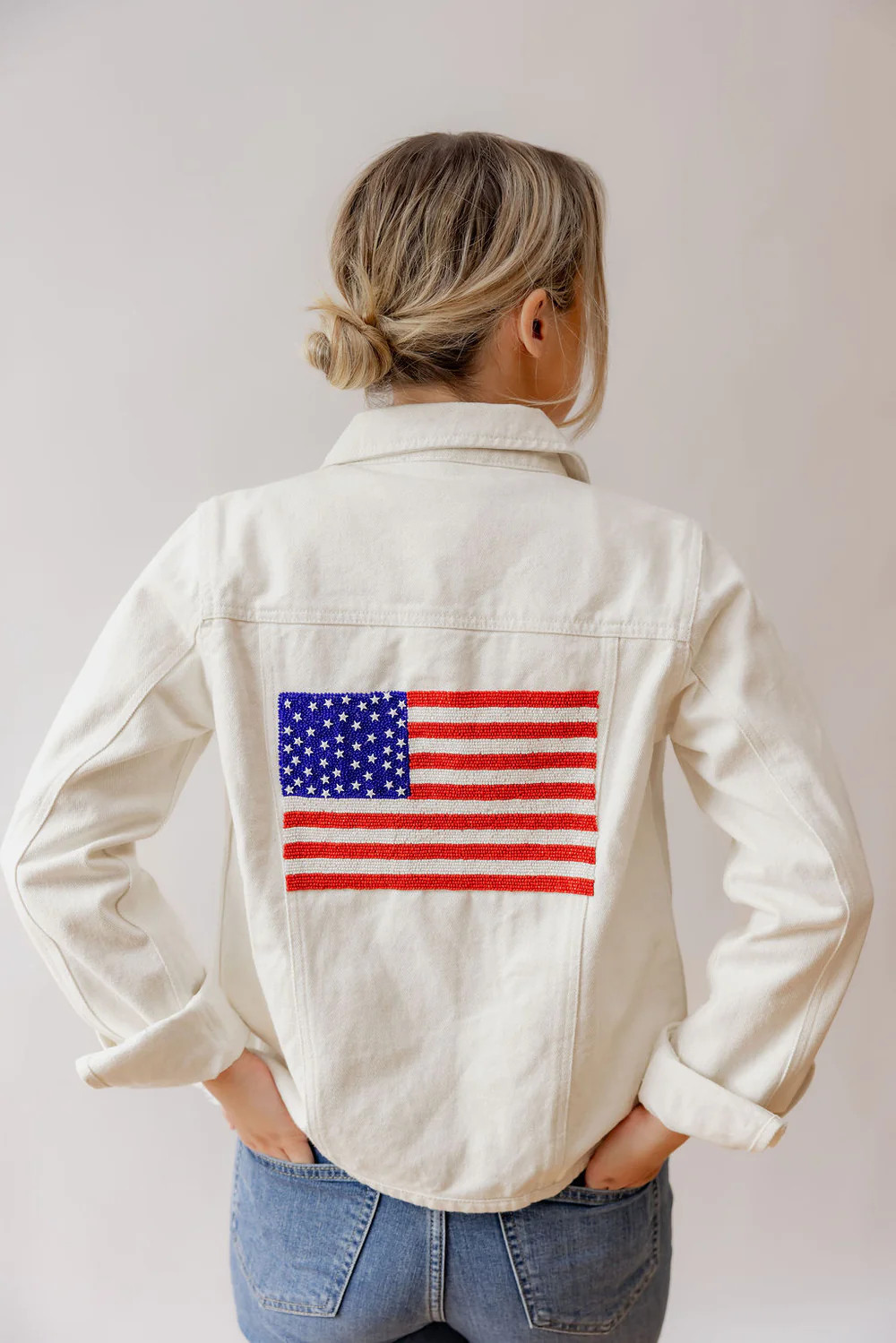 LAGUNA Denim Jacket – American Flag Edition | Pearls & Camo