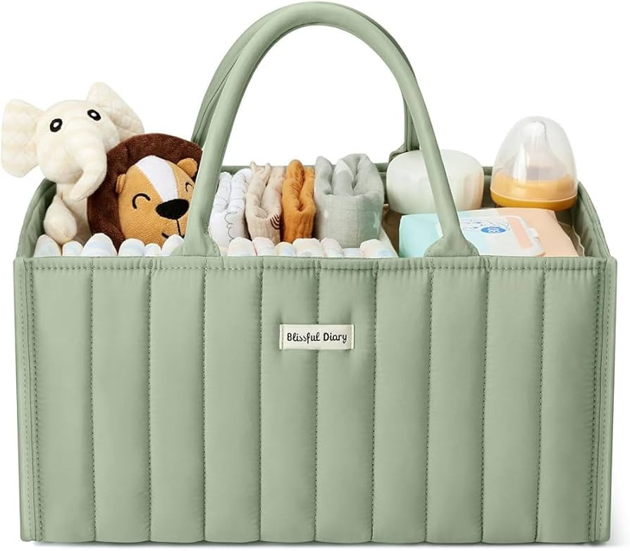 Blissful Diary Baby Diaper Caddy Organizer - Stylish Nursery Storage Basket for Diapers and Baby ... | Amazon (US)