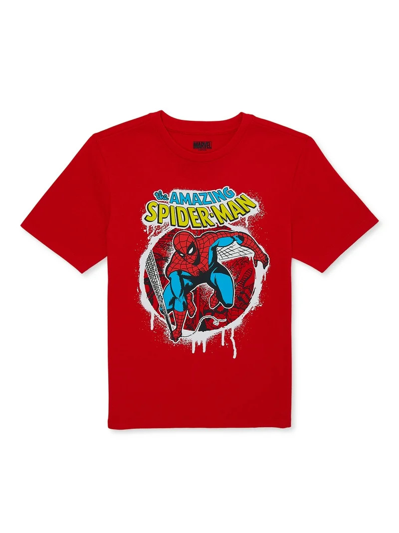 Marvel Boys Spider-Man City Slinger, Crew Neck, Short Sleeve, Graphic T-Shirt, Sizes 4-18 & Husky | Walmart (US)
