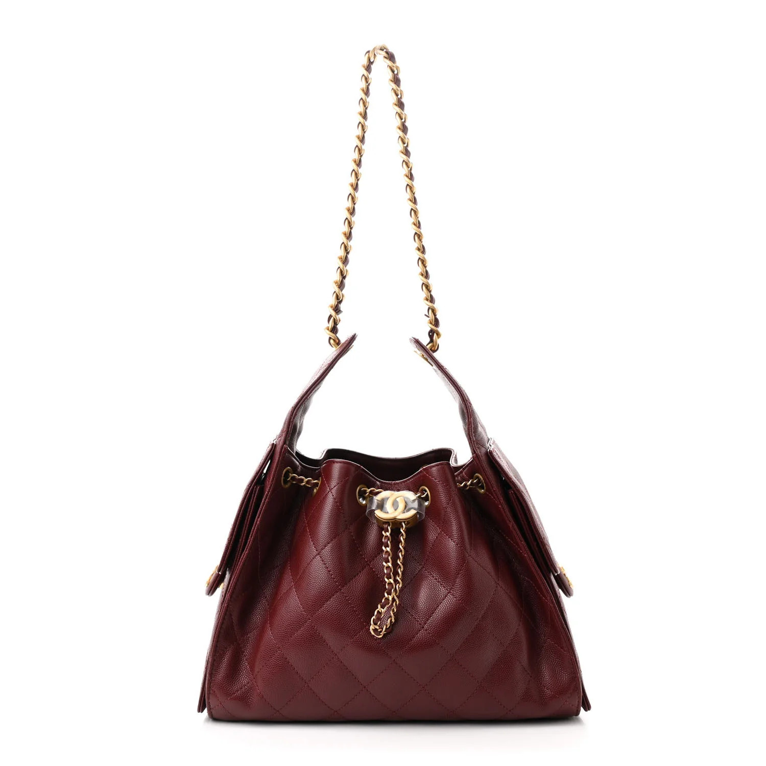 Caviar Quilted Small Chanel 25 Handbag Burgundy | FASHIONPHILE (US)