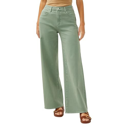 Silver Jeans Co. Women's Highly Desirable High Rise Wide Leg Jeans, Sage Green | Amazon (US)