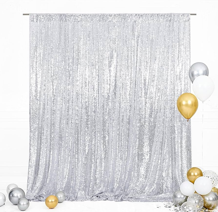 Eternal Beauty Silver 3mm Sequin Backdrop 6x6 Ft for Wedding | Amazon (US)