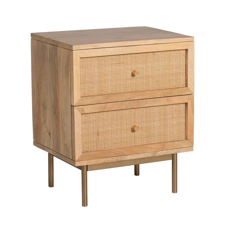 Foxborough 21.75'' Tall 2 - Drawer Solid Wood Nightstand | Wayfair Professional