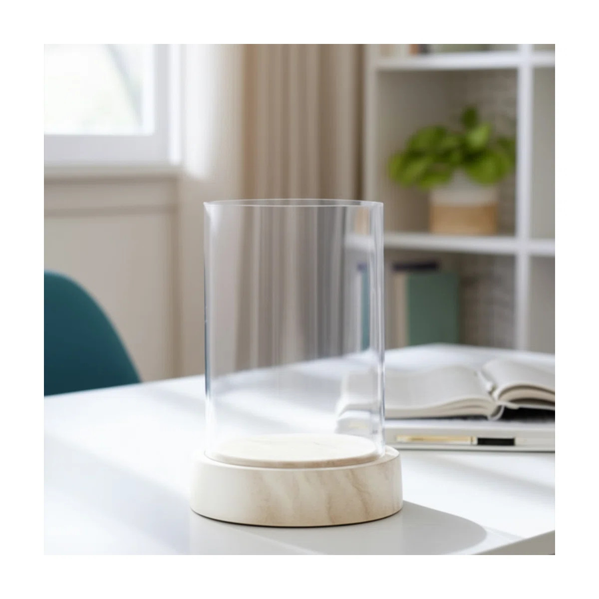 Modern Round Glass Cylinder Hurricane Candle Holder with Marble Base for Tabletop Decor Decorativ... | Wayfair North America