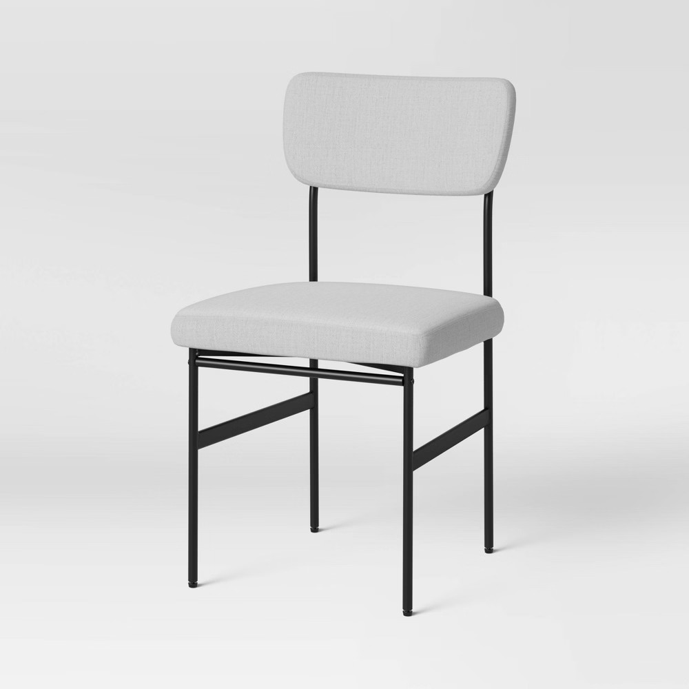 Vinton Metal Dining Chair with Upholstered Seat Light Gray - Threshold | Target