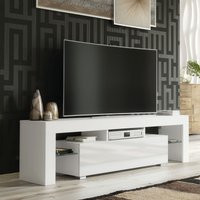 TV Unit 160cm Stylish Modern - White with High Gloss Doors | Debenhams UK