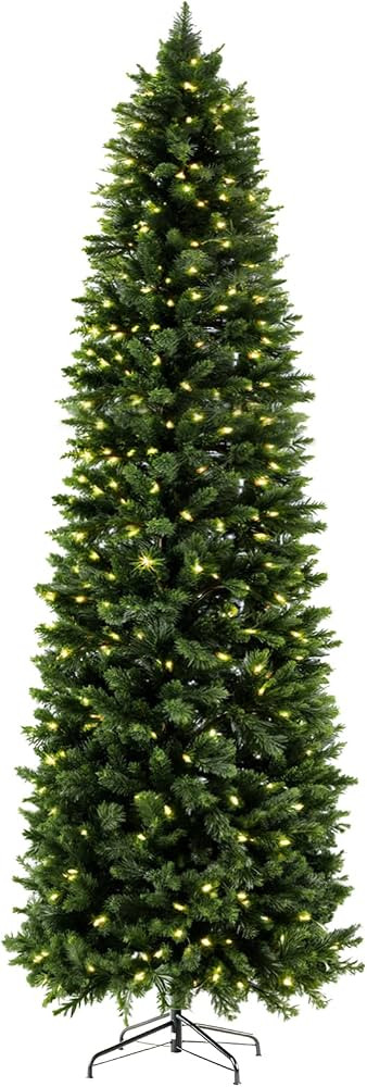 Sweetcrispy 7.5ft Pre-lit Pencil Christmas Tree, Green Artificial Spruce Slim Christmas Trees wit... | Amazon (US)