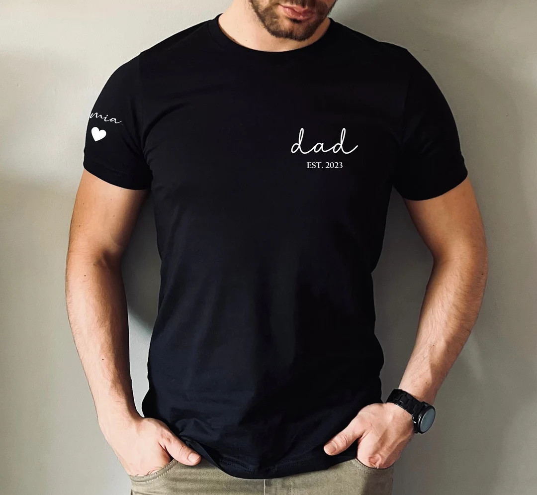 Custom Dad Shirt With Kid Names on Sleeve, Father's Day Gift, New Dad Tshirt, Personalized Dad T-... | Etsy (US)