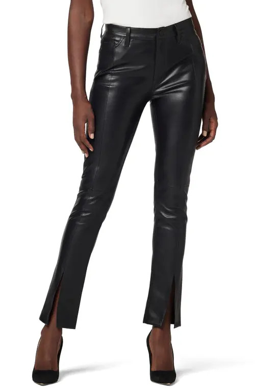 Hudson Jeans Barbara High Waist Ankle Straight Leg Faux Leather Pants in Black Beauty at Nordstrom,  | Nordstrom