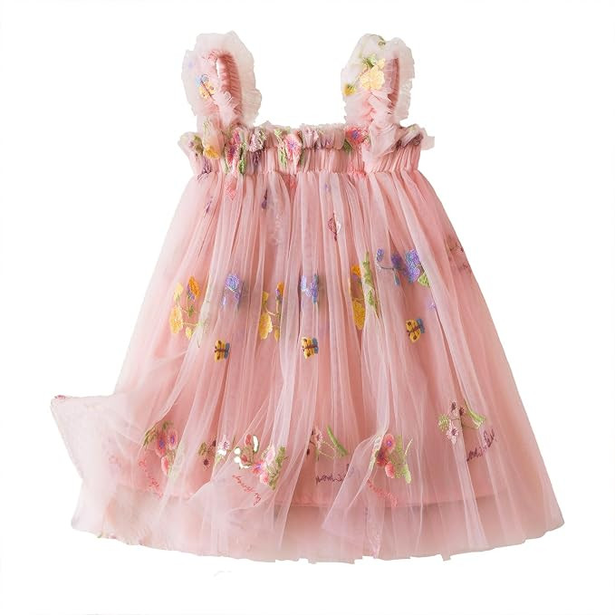 NNJXD Baby Girl Tulle Dress Casual Flower Embroidery Toddler Dresses | Amazon (US)