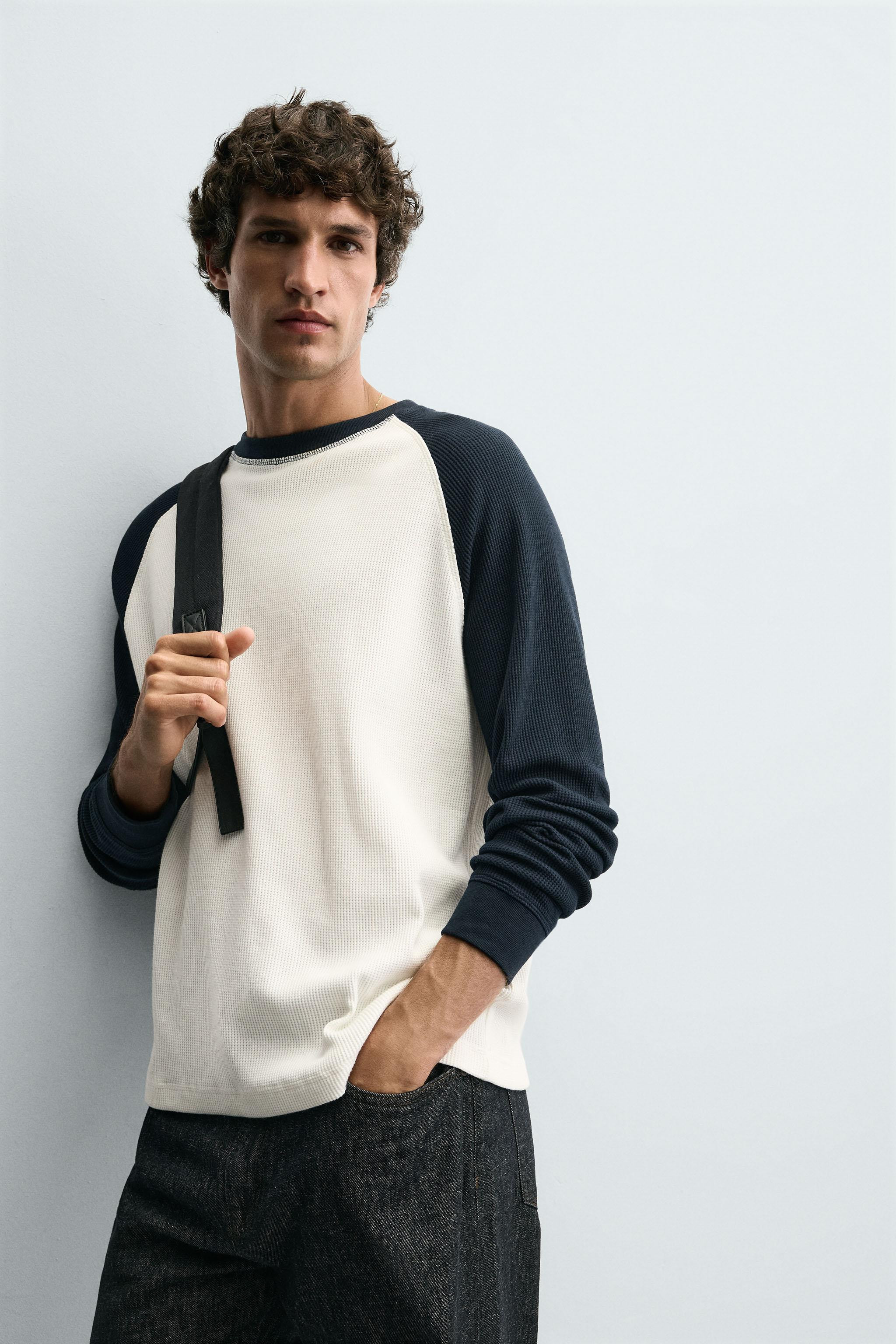 COLOUR BLOCK WAFFLE-KNIT T-SHIRT | Zara UK