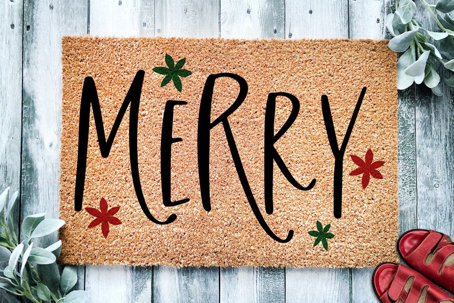 Merry Christmas Door Mat | Christmas Doormat | Winter Decoration | Welcome Mat | Holiday Doormat ... | Etsy (US)