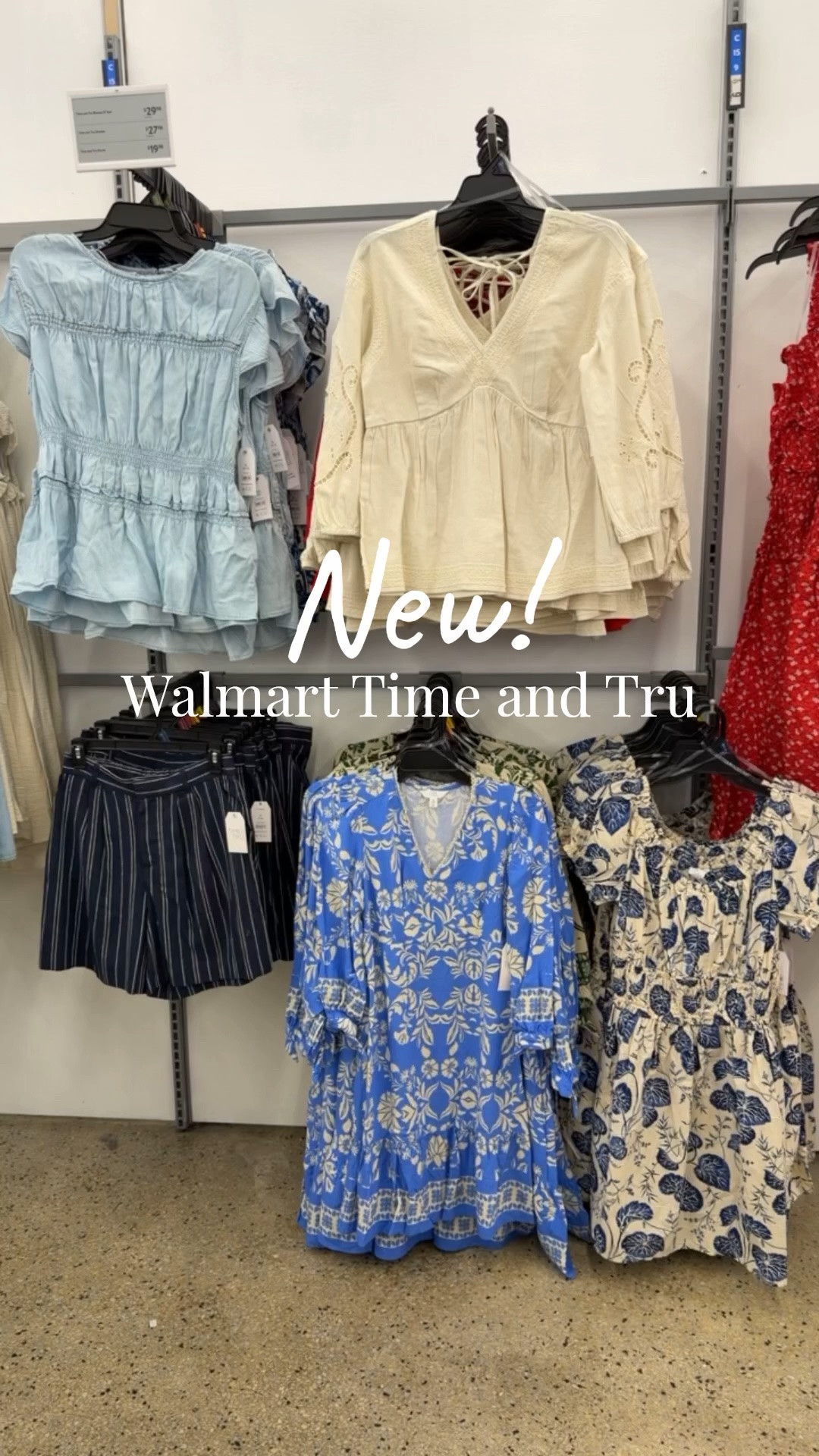 New Time and Tru at Walmart! Summer dresses, soft shirts, textured tees, short sleeve sweaters, midi skirts, blouses and more. #walmartfashion