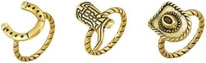 NewZenro 3PCS Western Cowboy Stacking Rings Set for Women Men Vintage Boho Cowgirl Hat Boot Horse... | Amazon (US)