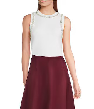 Giana Knit Crystal Scoop Neck Sleeveless Tank Top | Dillard's