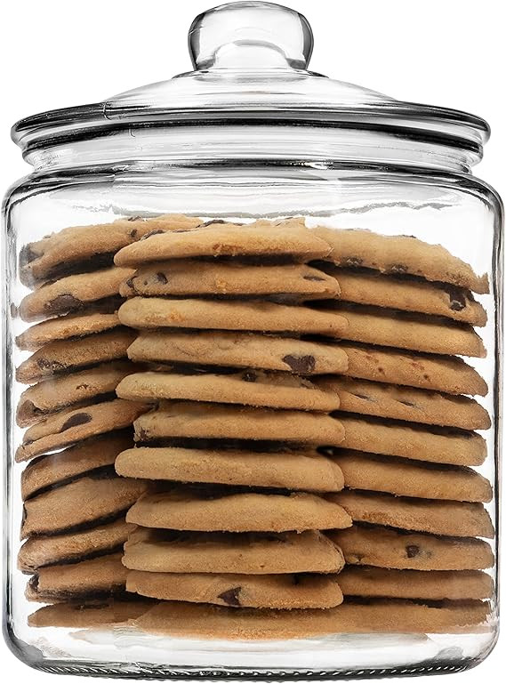 1 Gallon Glass Cookie Jar - Large Food Storage Container with Airtight Lid - Keep Fresh Flour, Ch... | Amazon (US)