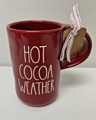 Rae Dunn HOT COCOA WEATHER Tall Coffee Mug with Bow NEW | eBay US