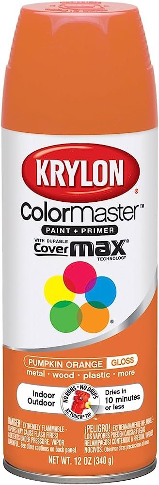 Krylon K05241107 ColorMaster Paint + Primer, Gloss, Pumpkin Orange, 12 oz. | Amazon (US)