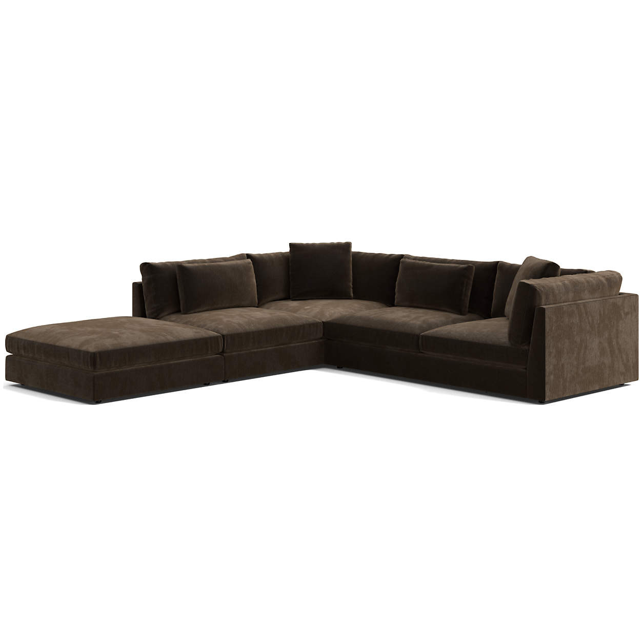 Monterey Modular 3-Piece L-Shaped Sectional Sofa with Ottoman + Reviews | Crate & Barrel | Crate & Barrel