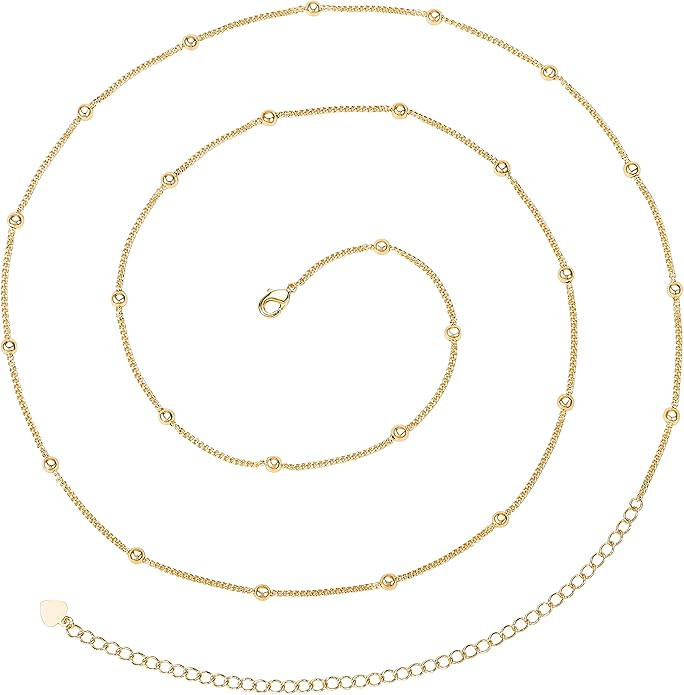 PEARLADA Minimalist Beach Bikini Body Chain 18K Gold Pearl Belly Chain Adjustable Shell Charms Tr... | Amazon (US)